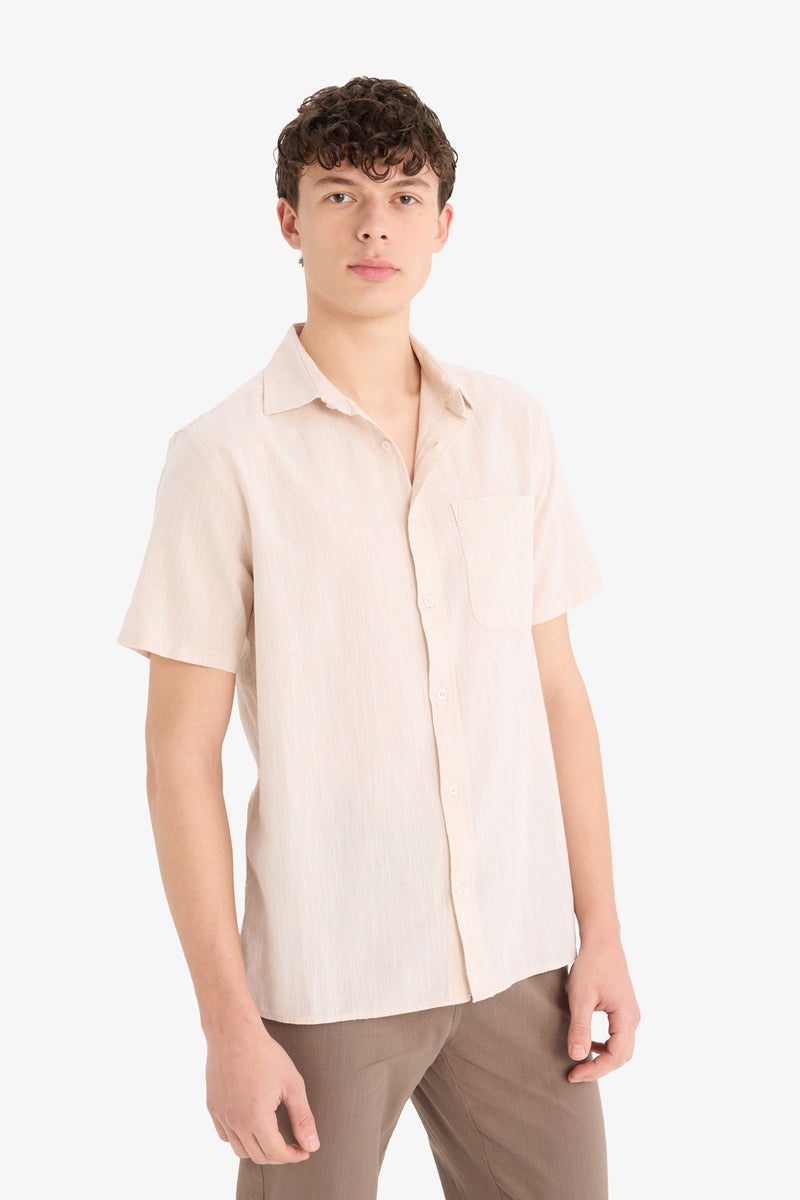 DeFacto Beige Man Regular Fit Polo Collar Cotton Shirt Casual - Image 3